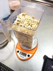 measuring and weighing ingredients